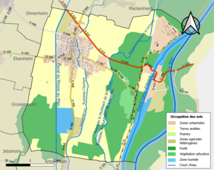 Carte en couleurs présentant l'occupation des sols.