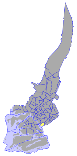 Kaupungin kartta, jossa Katariina korostettuna. Turun kaupunginosat