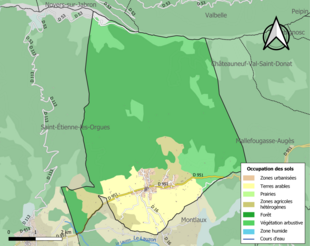 Carte en couleurs présentant l'occupation des sols.