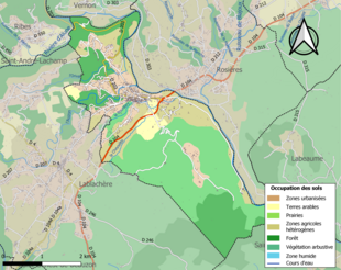 Carte en couleurs présentant l'occupation des sols.