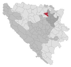 Lage der Gemeinde Gračanica (Doboj) in Bosnien und Herzegowina (anklickbare Karte)