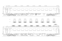 キハ58系側面図 北海道仕様キハ27（上） 本州仕様キハ58（下）