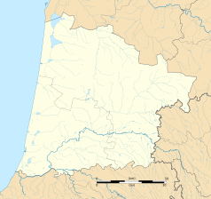 Mapa konturowa Landów, na dole po lewej znajduje się punkt z opisem „Bénesse-Maremne”