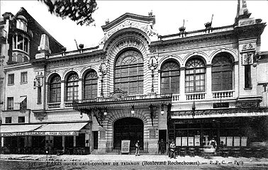 Early photo of the café concert. The facade survived the fire of 1900.