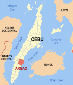 Mapa ning Cebu ampong Argao ilage