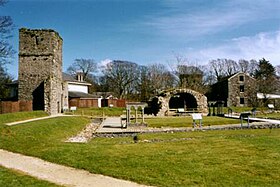 Vue générale des vestiges de l'abbaye de Rushen.