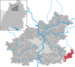 Elhelyezkedése Baden-Württemberg térképén