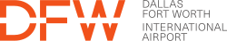 The DFW logo: the letters "DFW" in orange with "Dallas Fort Worth International Airport" in gray.