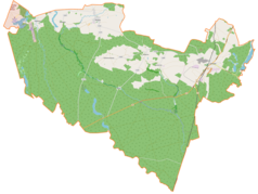 Mapa konturowa gminy Jastrowie, po prawej nieco u góry znajduje się punkt z opisem „Jastrowie”