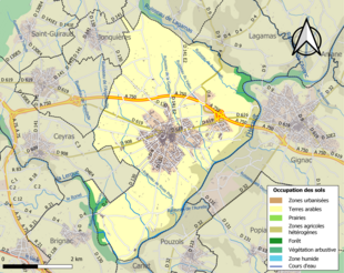 Carte en couleurs présentant l'occupation des sols.