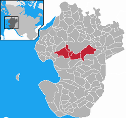 Map of Dithmarschen highlighting Heide-Land