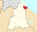 Pasir Puteh highlighted in Kelantan, Malaysia 巴西富地县于吉兰丹州的位置