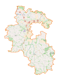 Mapa konturowa powiatu lubelskiego, blisko centrum po prawej na dole znajduje się punkt z opisem „Osowa-Kolonia”