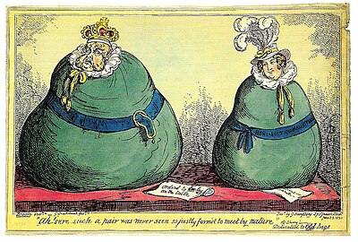 Two Green Bags, 1820. A satire on the Trial of Queen Caroline