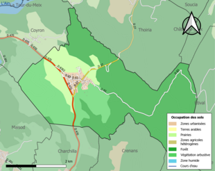 Carte en couleurs présentant l'occupation des sols.