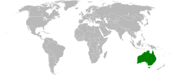 Map indicating locations of Australia and Brunei