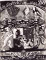 Wappen des schwedischen Generals Henrik Magnus Buddenbrock (1685–1743) 14. Juni 1731 – Herzschild: Stammwappen. 1. Helm Pfauenfedern, 2. Helm (wohl für militärische Verdienste) Kommandoflaggen, dazwischen liegender Halbmond.