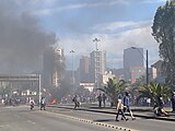 Manifestação e barricadas em Concepción, em 21 de outubro.