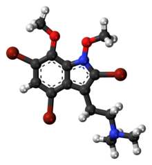 Ball-and-stick model of convolutindole A