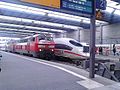 Az EC 193 EuroCity München Hauptbahnhofon két DB 218 sorozatú mozdonnyal, a járat az egykori Bavaria útvonalán közlekedik