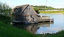 Schiffmühle auf der Weser mit Glacisbrücke Minden im Hintergrund