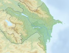 Mapa konturowa Azerbejdżanu, po lewej znajduje się punkt z opisem „źródło”, natomiast na dole nieco na lewo znajduje się punkt z opisem „ujście”