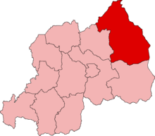 Lagekarte der ehemaligen Provinzen Ruandas mit Vorhebung der Provinz Umutara im Nordosten