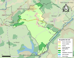 Carte en couleurs présentant l'occupation des sols.