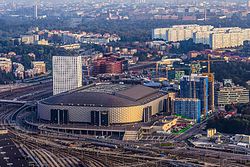 Ruotsin kansallisen jalkapallostadionin rakennus syyskuussa 2014, tuolloin nimellä Friends Arena.