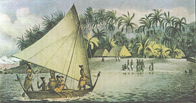 Ilustrasi layar capit kepiting di Tikehau (Louis Choris, 1816)