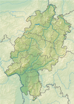 Mapa konturowa Hesji, po lewej nieco na dole znajduje się czarny trójkącik z opisem „Neroberg”