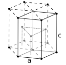 Hexagonal close-packed crystal structure, with a 6-atom unit cell, as found in e.g. titanium, cobalt, and zinc