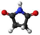 Ball-and-stick model of the succinimide molecule