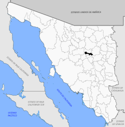 Location of the municipality in Sonora