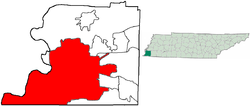 Location in Shelby County and the state of Tennessee