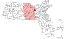 Location in Worcester County in Massachusetts