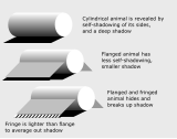 A flanged body or a camouflage net helps to hide a shadow.