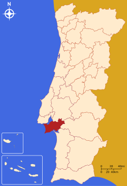 Localização da Península de Setúbal em Portugal.