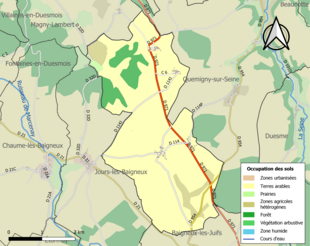 Carte en couleurs présentant l'occupation des sols.