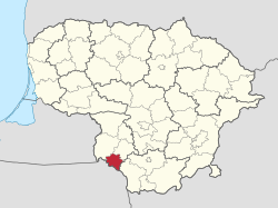 Location of Kalvarija Municipality within Lithuania