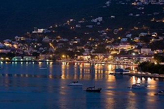 Saint Thomas Harbor at night