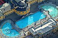 An aerial view of the three large outdoor baths.