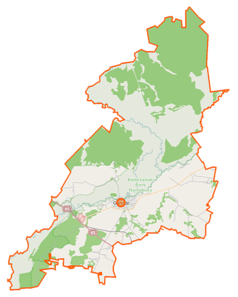 Mapa konturowa gminy Goniądz, na dole znajduje się punkt z opisem „Mierkienniki”