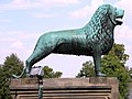 Goslar: One of the two replica lions from 1900 in front of the Imperial Palace of Goslar