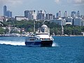 Veduta del quartiere finanziario Levent dal Bosforo, Istanbul.