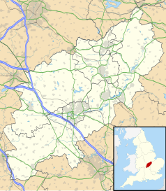 Mapa konturowa Northamptonshire, w centrum znajduje się punkt z opisem „Pitsford”