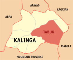 Mapa han Kalinga nga nagpapakita kon hain nahamutang an Syudad han Tabuk.