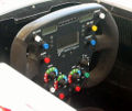 A modern Formula 1 car may have its on-board instrumentation mounted on the steering wheel