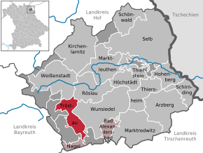 Poziția comunei Tröstau pe harta districtului Wunsiedel im Fichtelgebirge