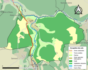 Carte en couleurs présentant l'occupation des sols.